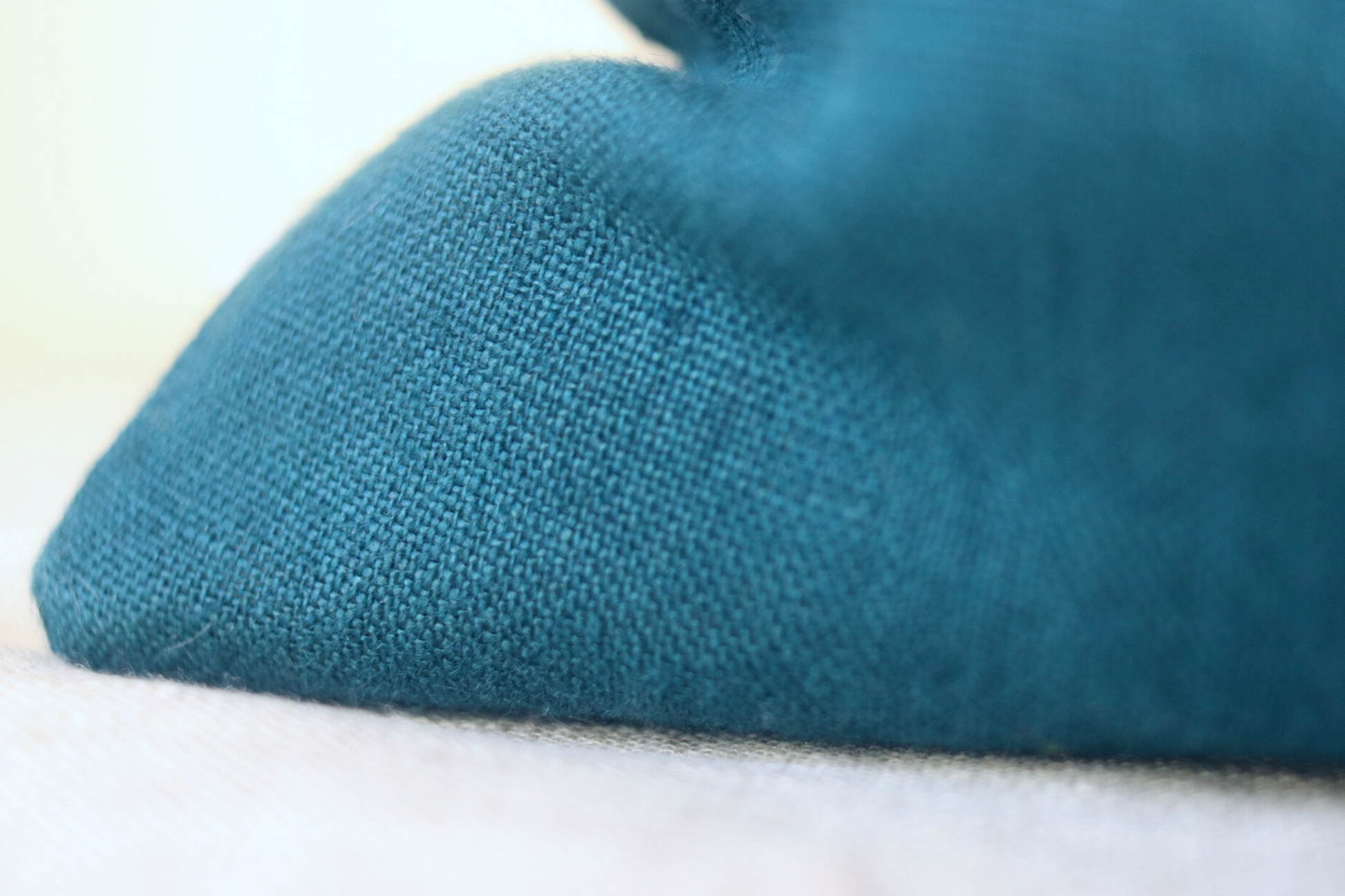 Cushion close up of blue linen