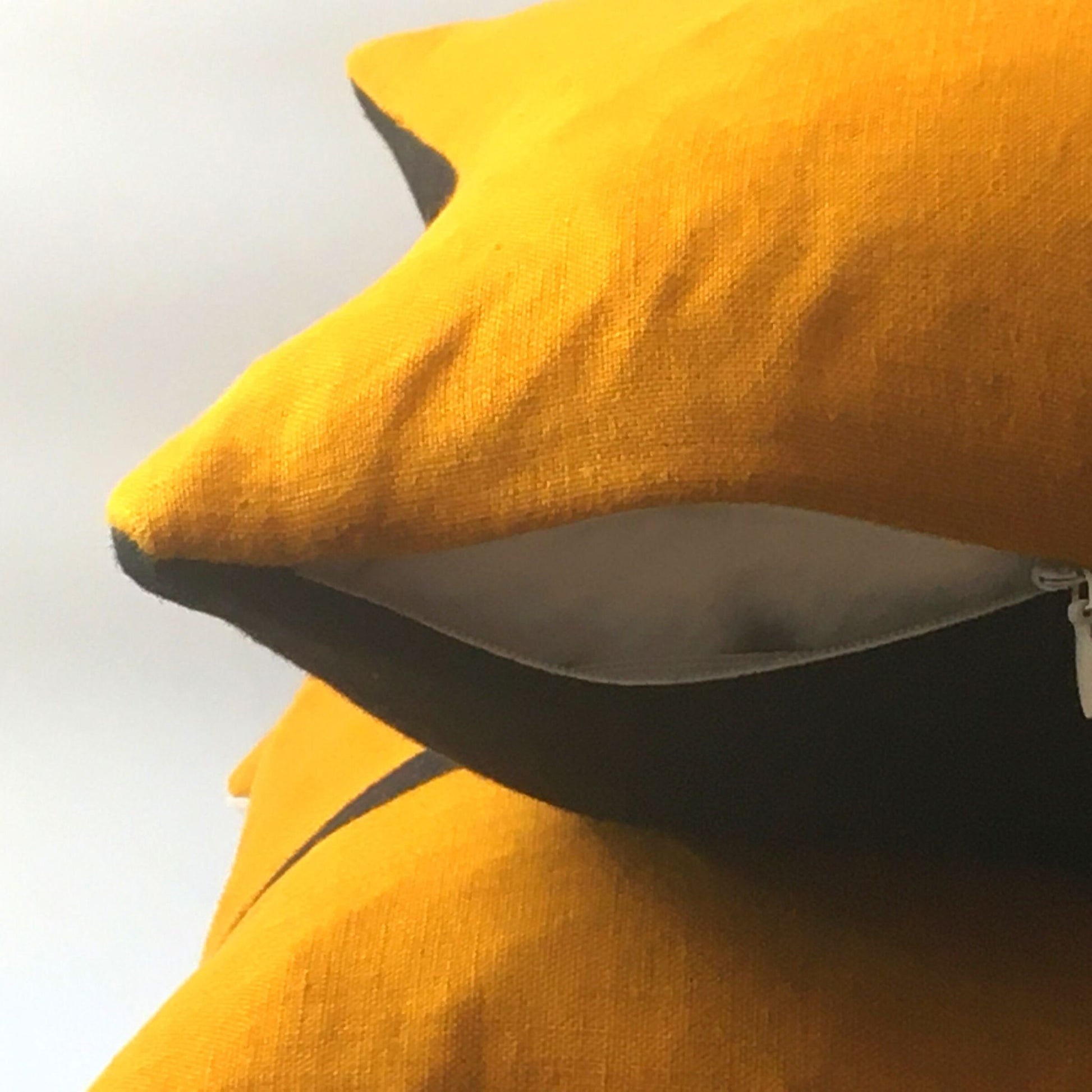 Bee cushion yellow front cover black bottom zip open