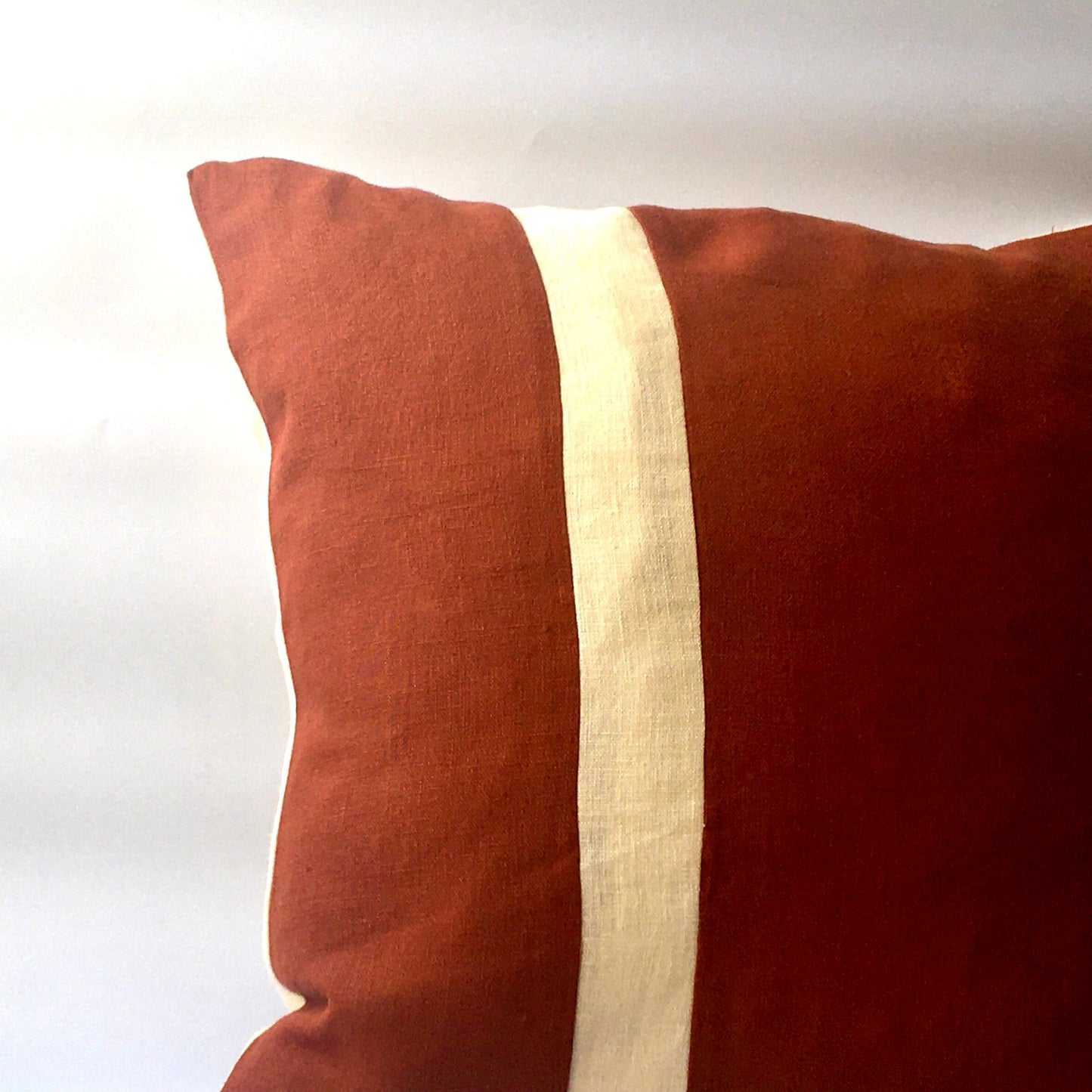Red squirrel cushion stripe corner detail